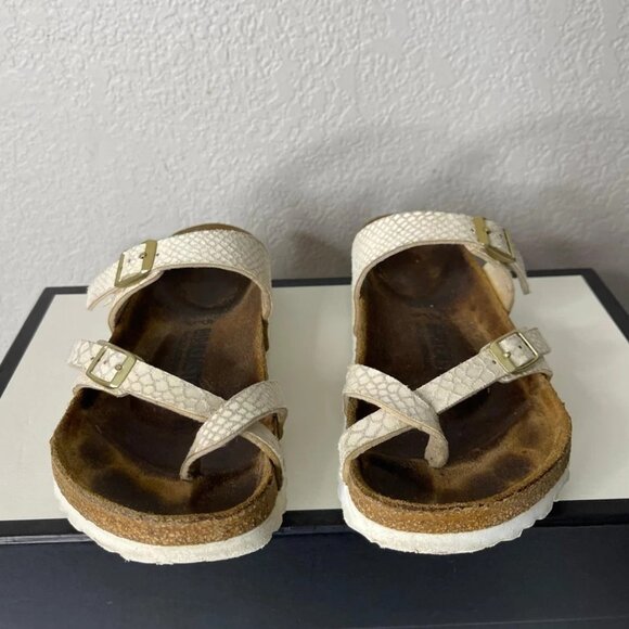 Birkenstock Mayari Flip Flops Shiny Snake Cream Sandals Women's 37 EU/6 US - Picture 1 of 12